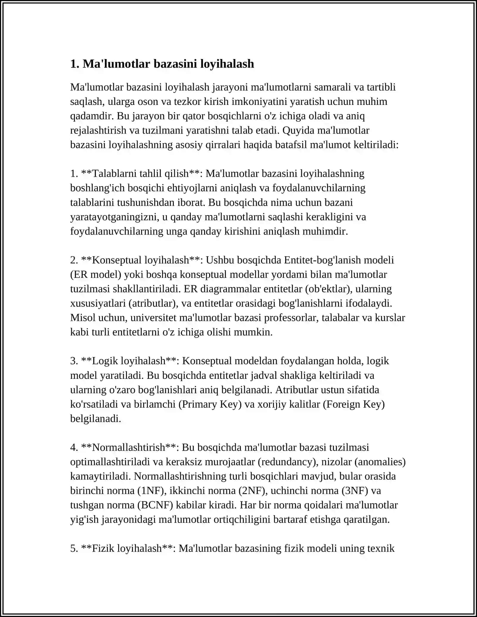 MAʼLUMOTLAR BAZALARI BILAN ISHLASH TEXNOLOGIYALARI 3
