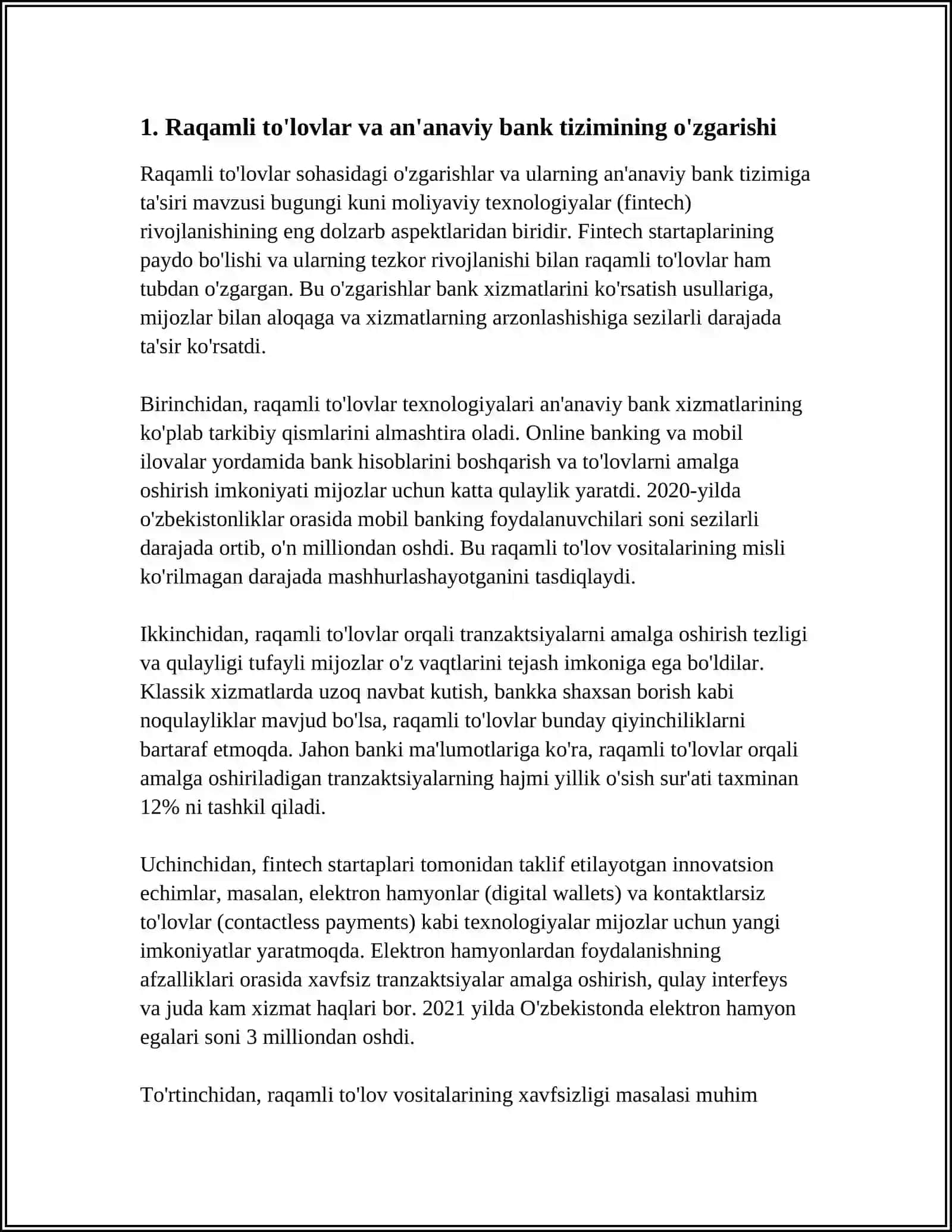 FIN TECH STARTAPLAR VA ULARNING AN'ANAVIY TIZIMIGA TA'SIRI 3