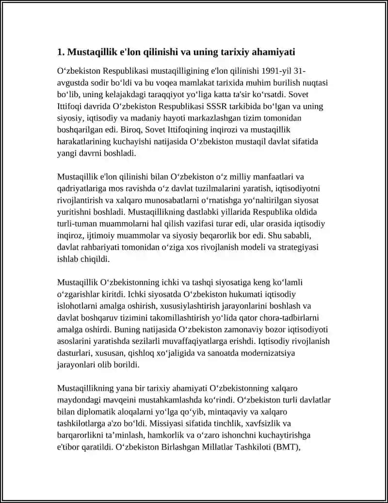 O'ZBEKISTONNING O'ZIGA XOS ISTIQLOL VA TARAQQIYOT YO'LI 3