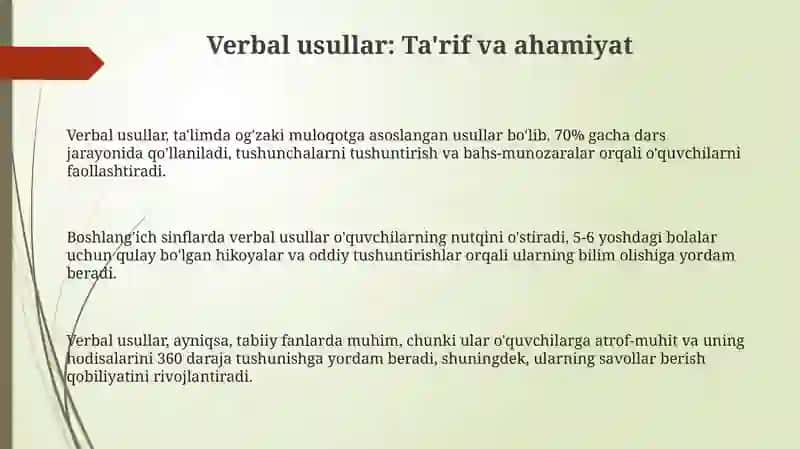 Verbal usullarning ahamiyati 3