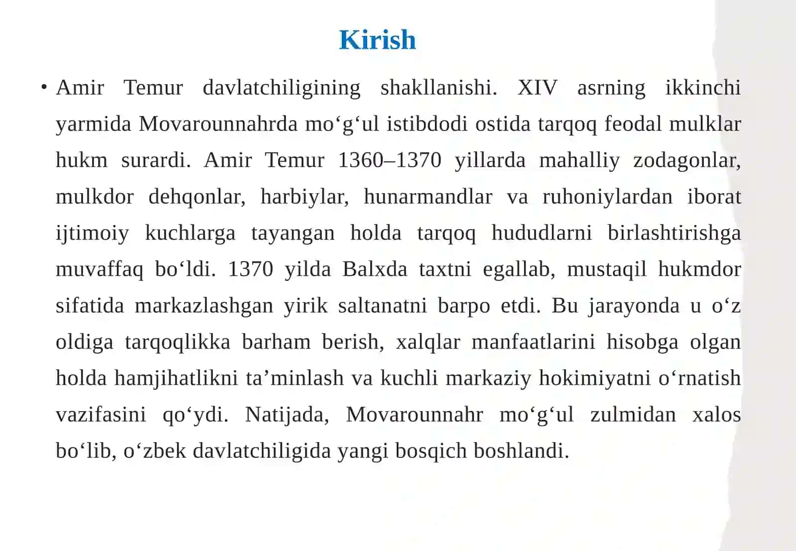 Amir Temur davlatidagi ijtimoiy tartib 3