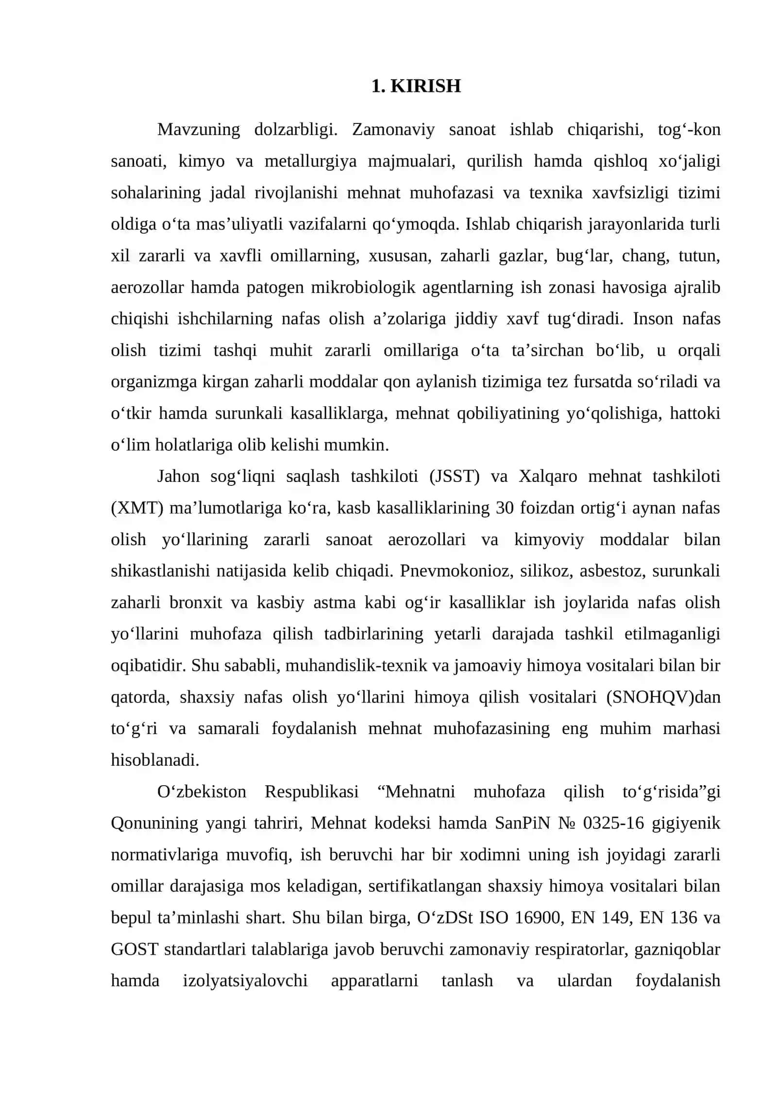 Nafas olish yo‘llarini himoya qilish vositalari — standart asosida referat 3