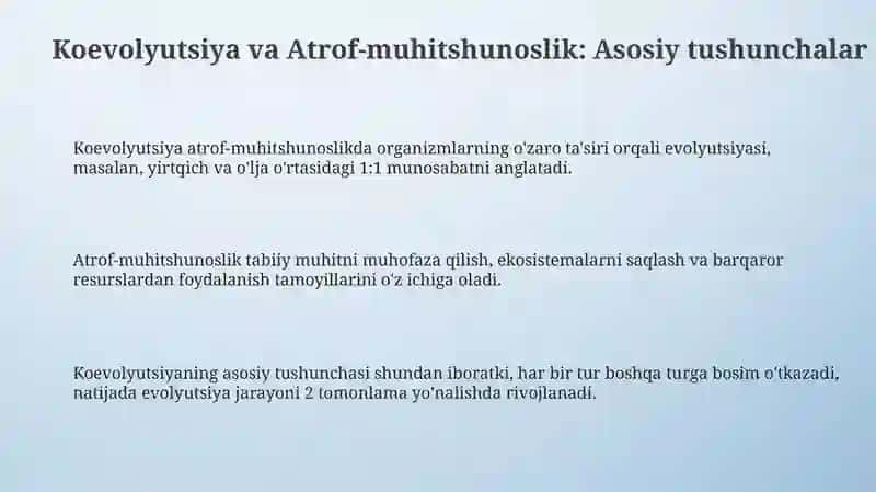 Koevolyutsiya va Atrof-muhitshunoslik 3