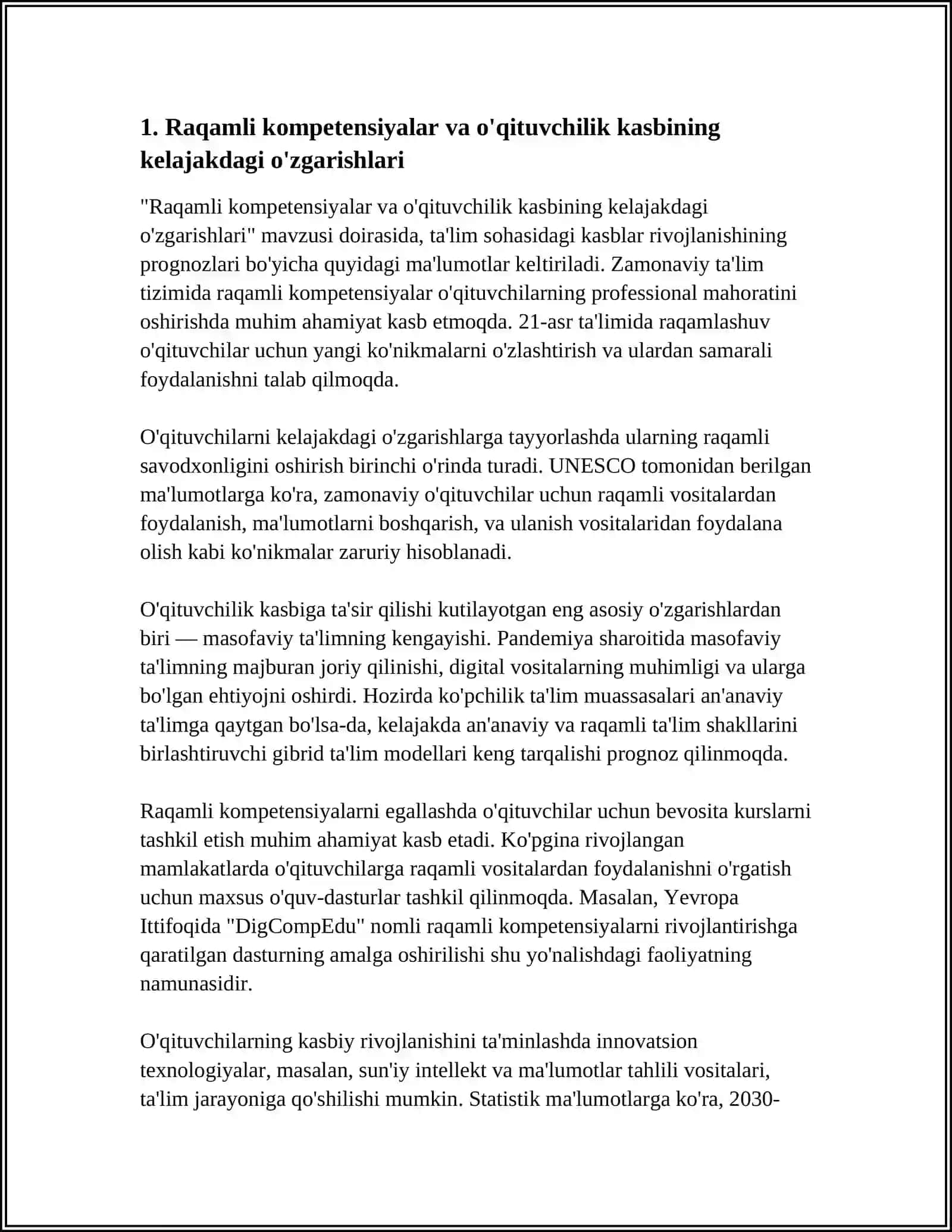 TA'LIM SOHASIDAGI KASBLAR RIVOJLANISHINING PRAGNOZLARI 3