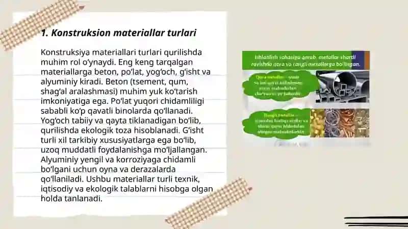 Sanoatda ishlatiladigan konstruksion materiallar va ularni tanlash 3