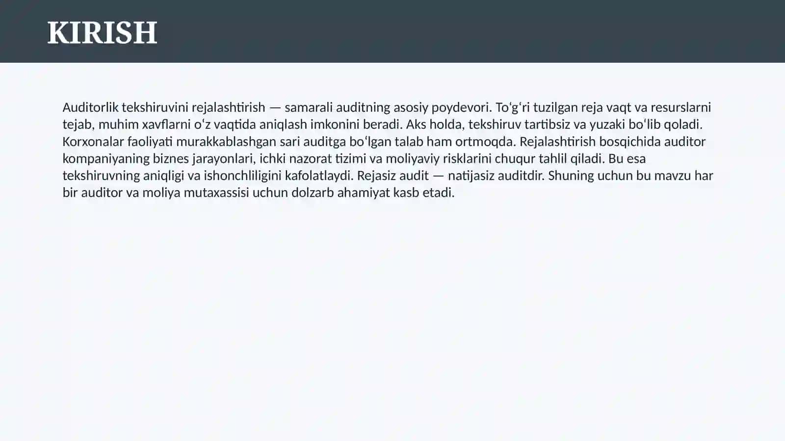 AUDITORLIK TEKSHIRUVINI REJALASHTIRISH 3
