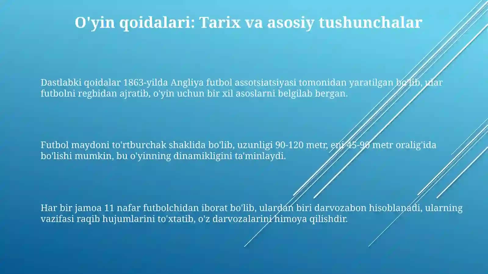 Futbolda o'yin qoidalari va ularga rioya qilish 3