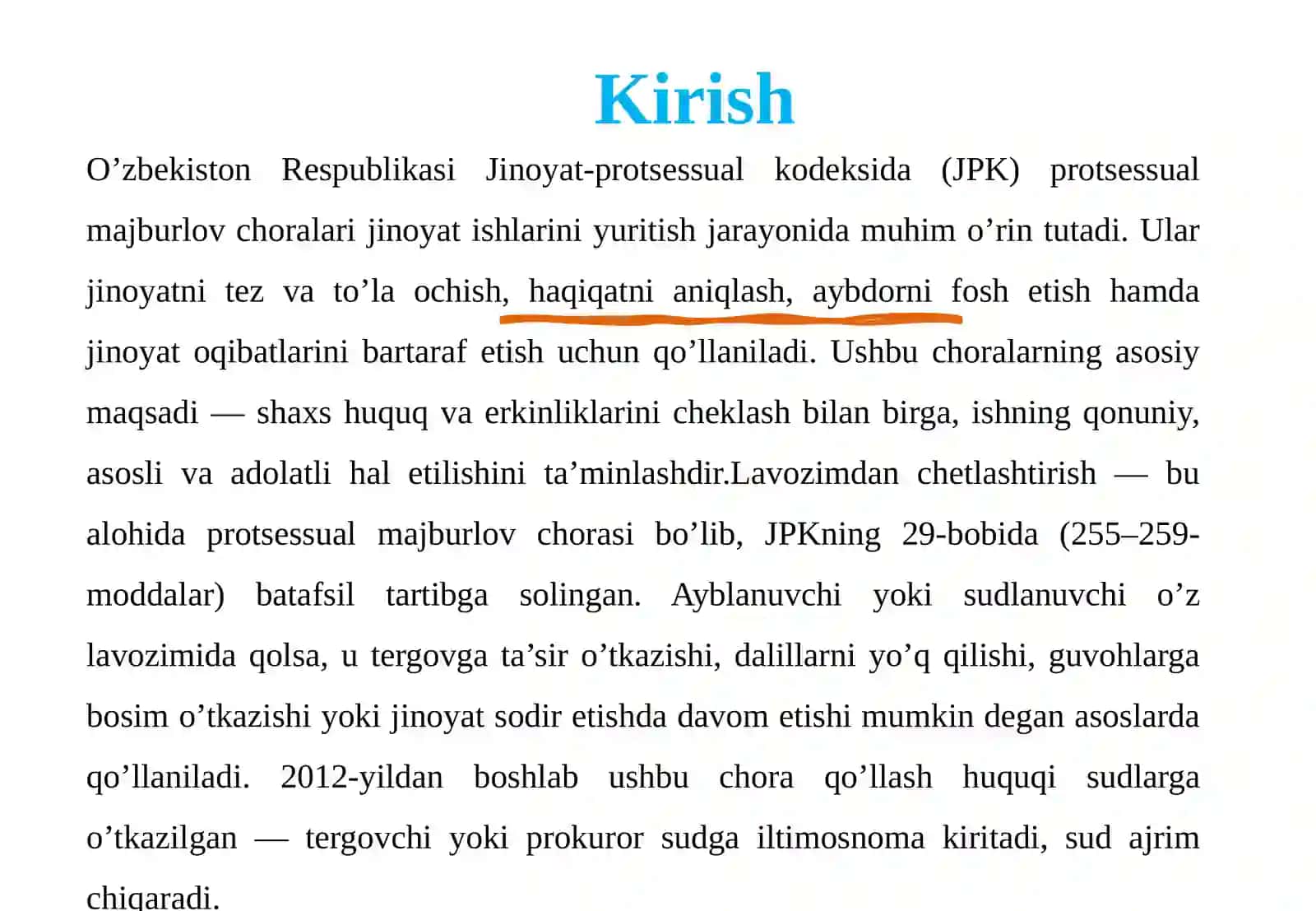Lavozimdanchetlashtirish va majburan keltirishning protsessual tartibi 3