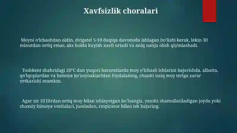 Tirekyakov yoğin òlchagichi bilan tanishish va yoğin òlchash ishlarini olib borish 3