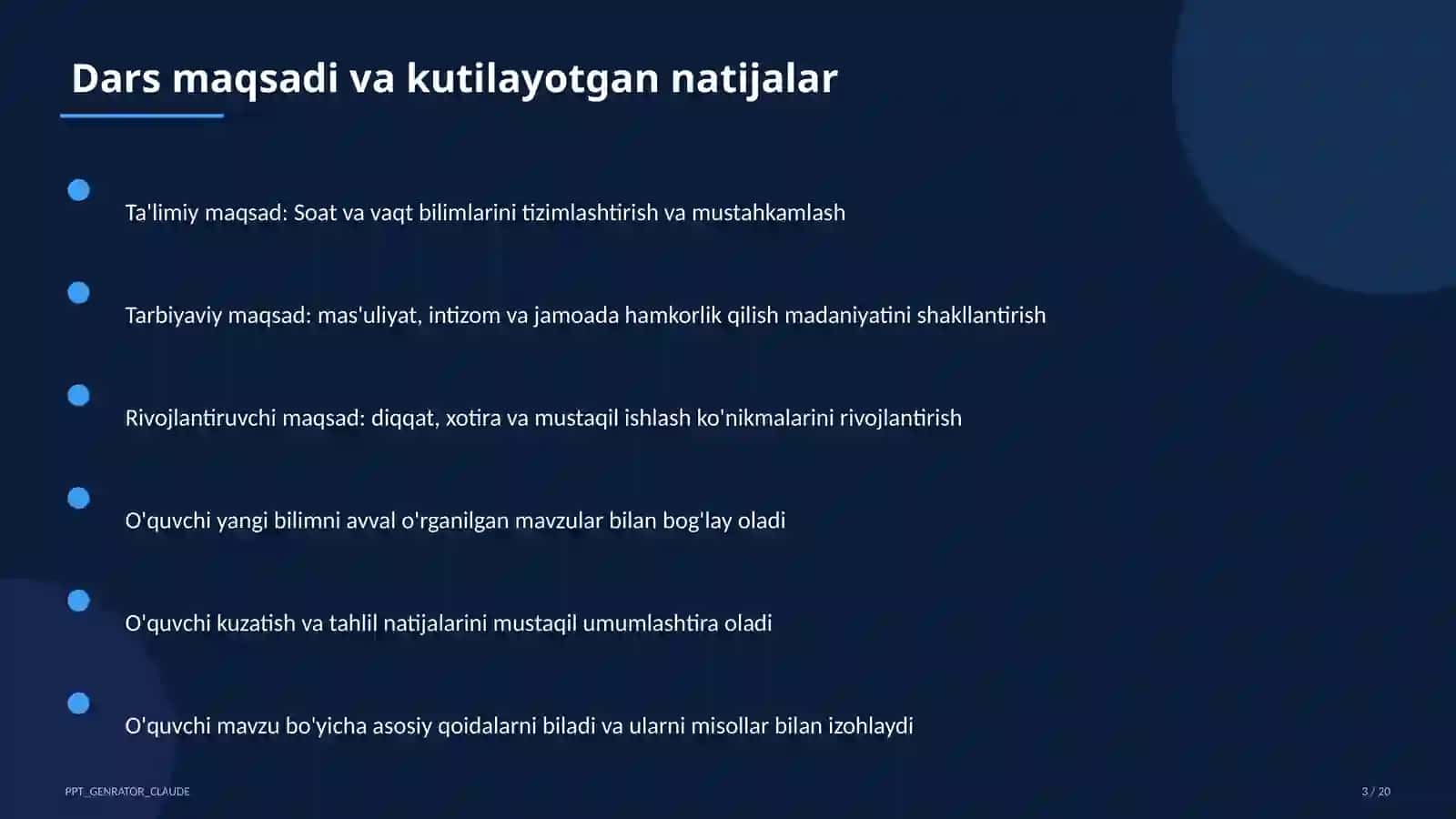 Soat va vaqt (1-sinf) 3