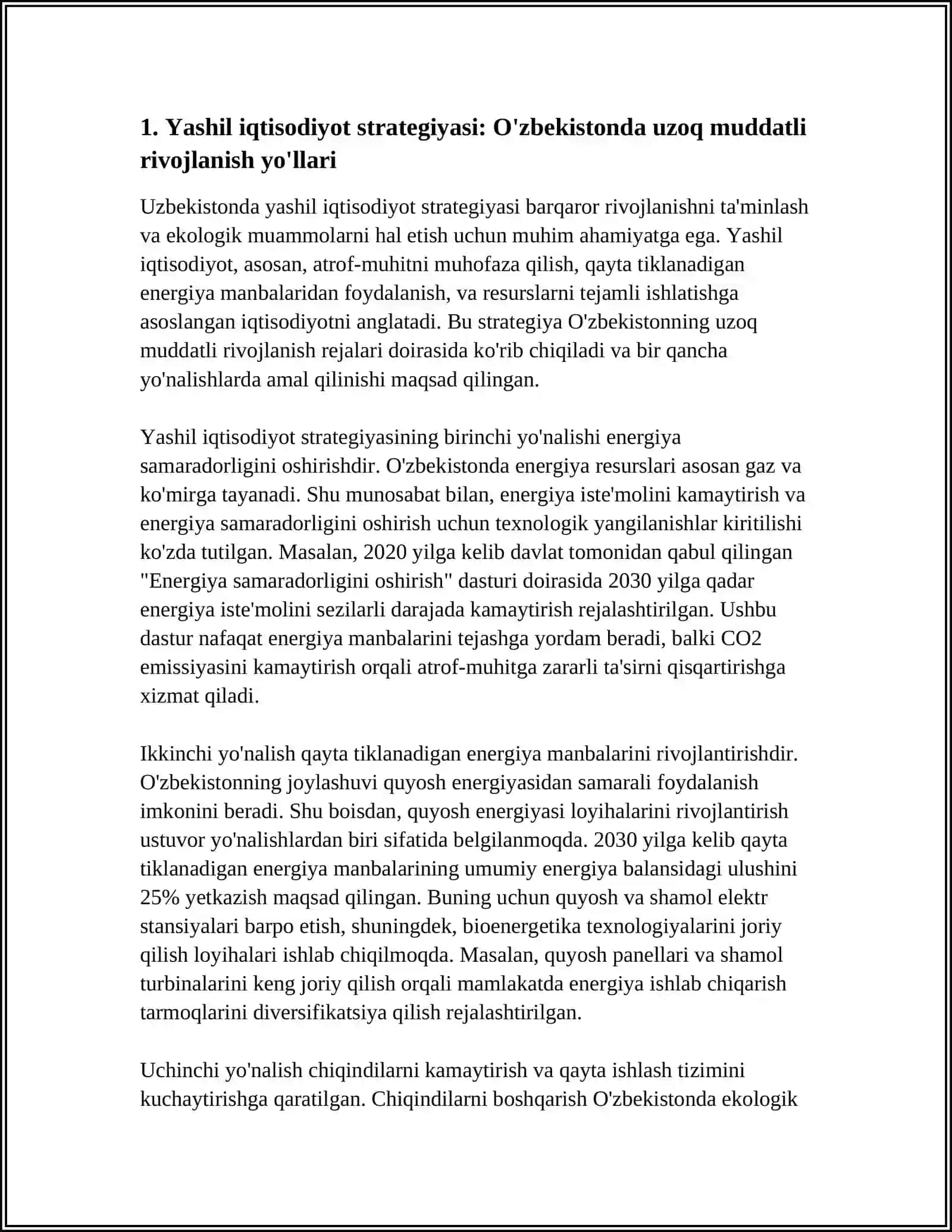 O'ZBEKISTONDA EKOLOGIK SOHANI RIVOJLANTIRISH VA YASHIL IQTISODIYOT 3