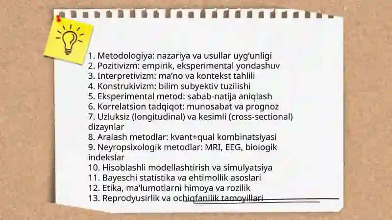 Hozirgi zamon psixologiyasining tadqiqot metodlari 3