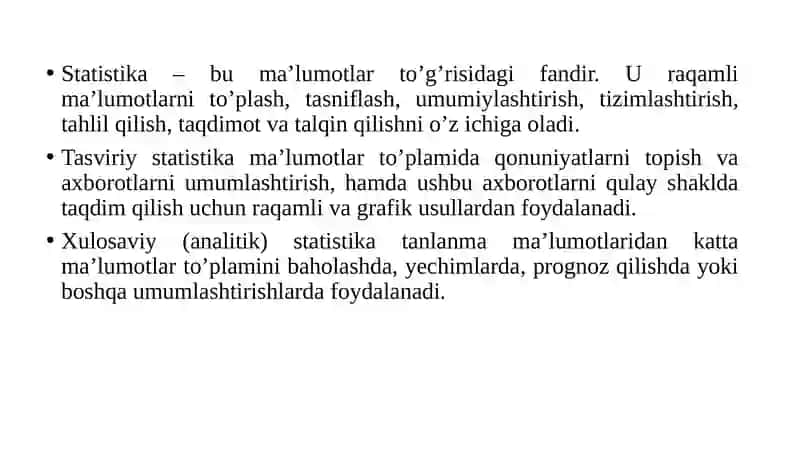 Statistika asoslari fanining predmeti va vazifalari 3