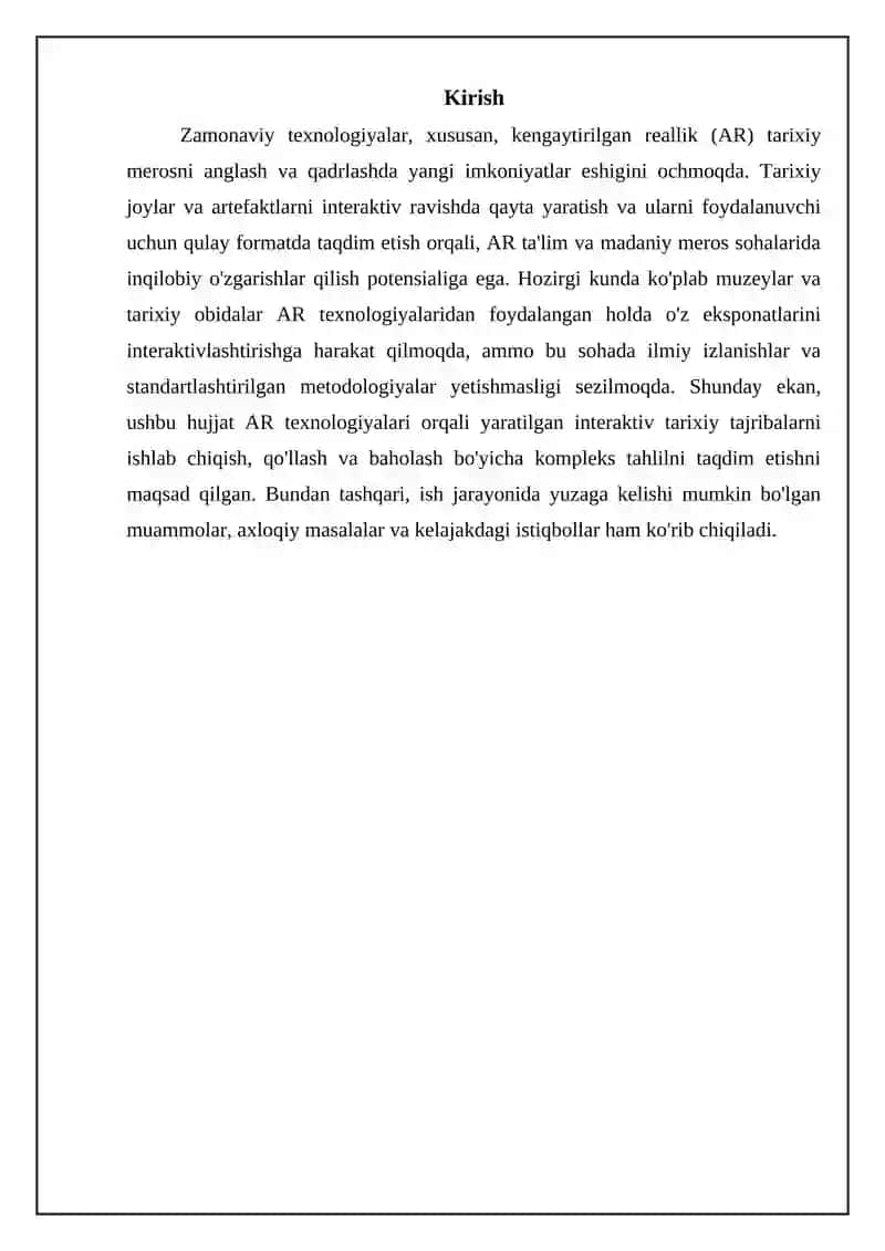 AR TEXNOLOGIYALARI YORDAMIDA INTERAKTIV TARIXIY TAJRIBA YARATISH 3