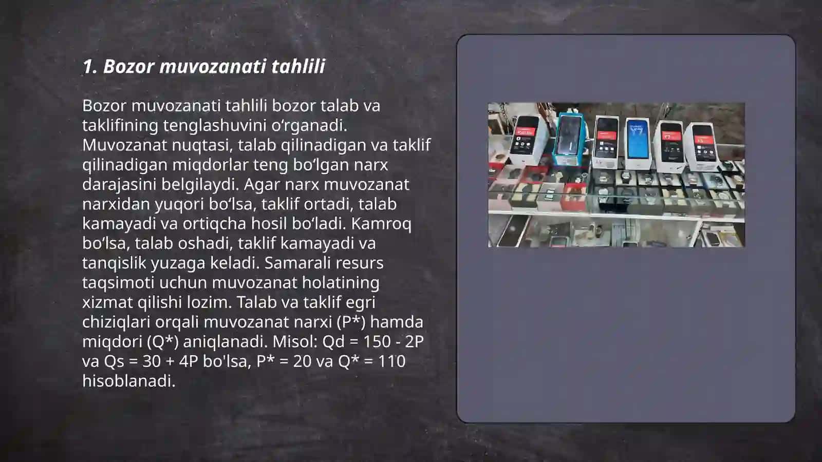 Bozor muvozanati tahlili 3