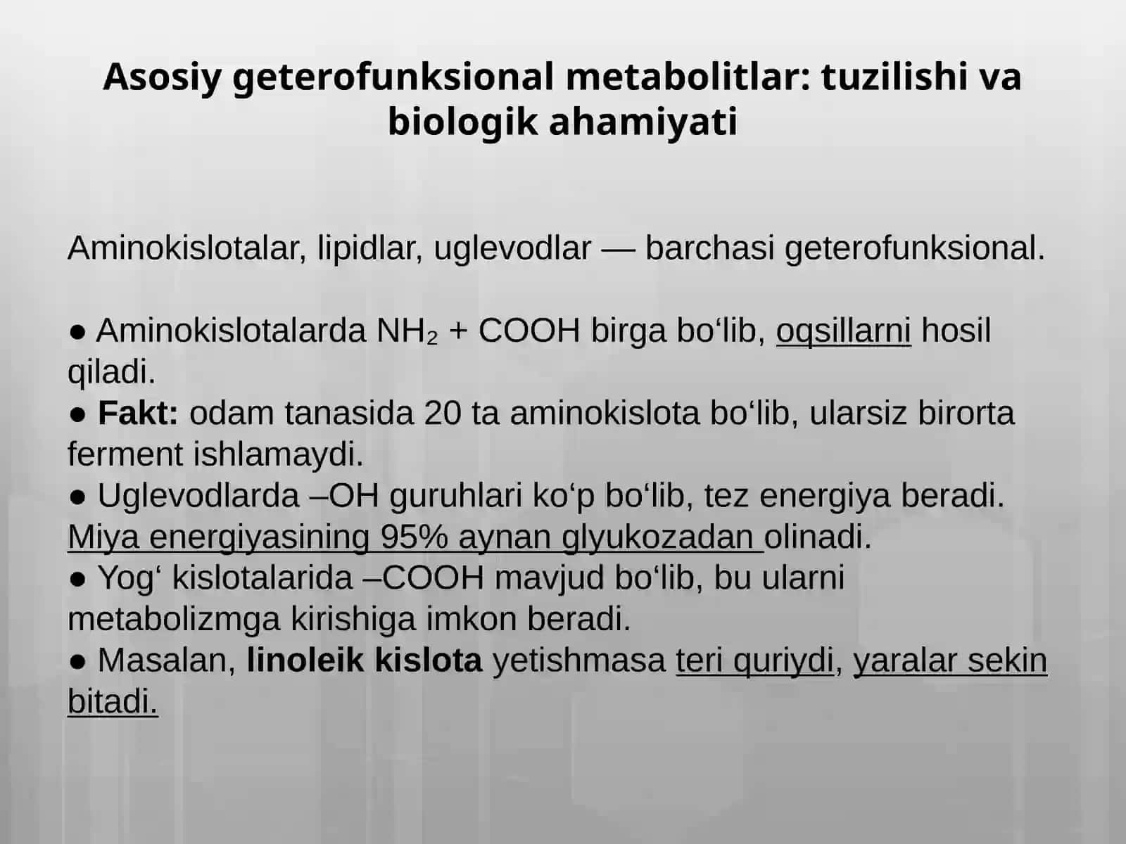 Geterofunksional birikmalar metabolitlar va dorivor vositalari sifatida 3