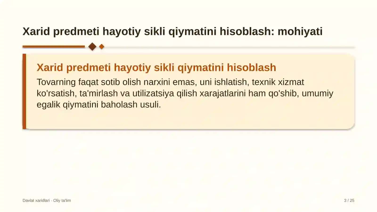 qadoqlash materiallari ishlab chiqarishda xarid predmeti hayotiy sikli qiymatini hisoblash 5634 3