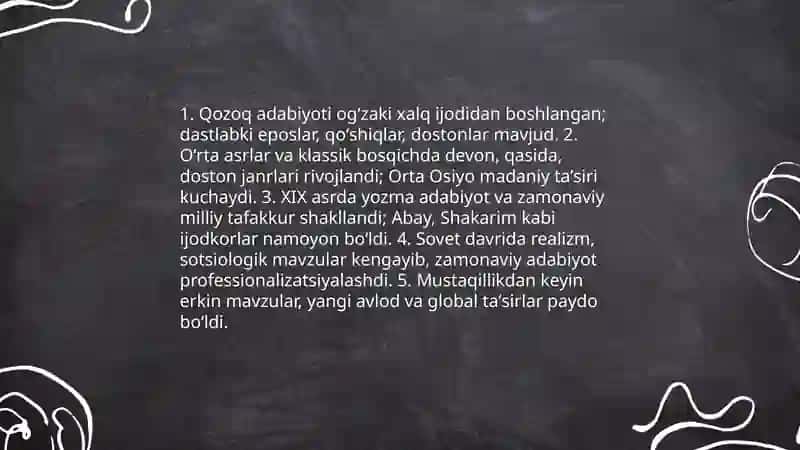 Qozoq adabiyoti haqida ma'lumot olish va oʻrganish 3