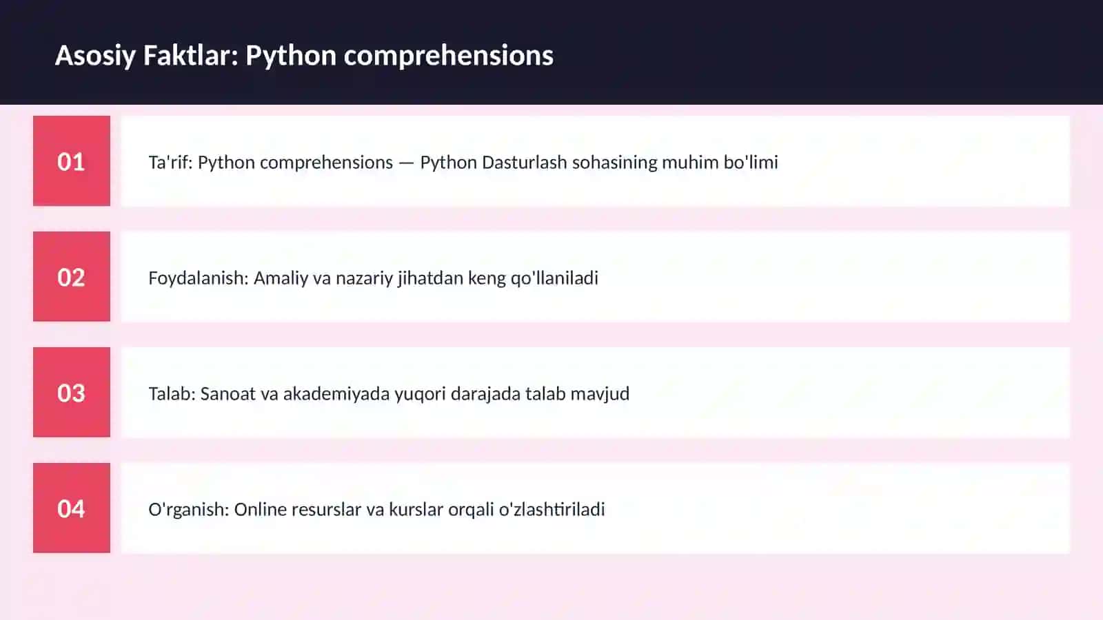 PYTHON DASTURLASH | Python comprehensions 3