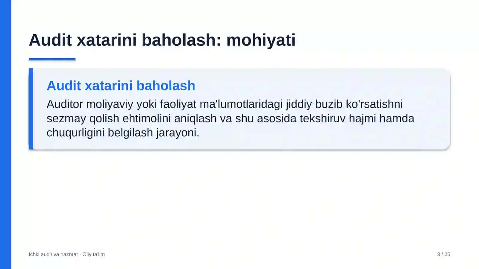tezkor ovqatlanish shoxobchalarida audit xatarini baholash 8442 3