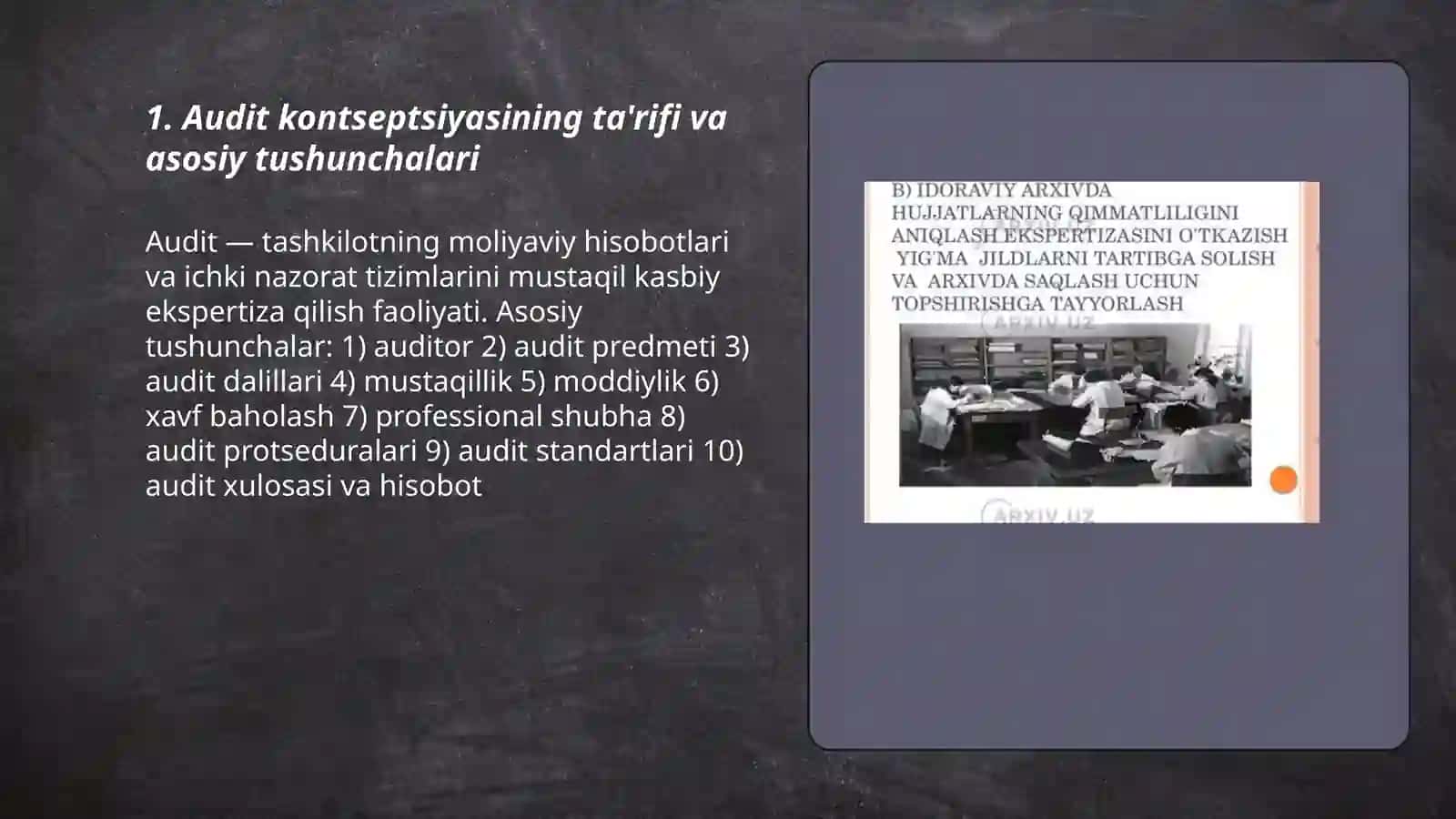 Audit kontseptsiyasi va uni tartibga solish 3