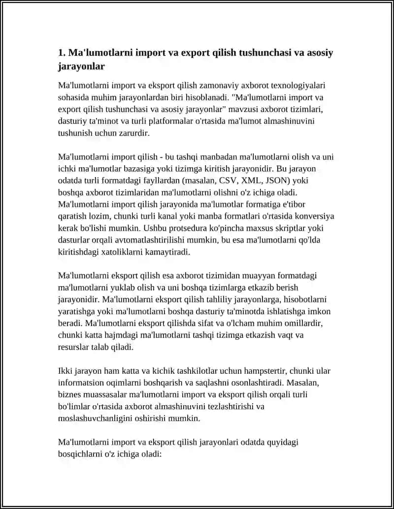 Ma'lumotlarni Import va Export Qilish 3
