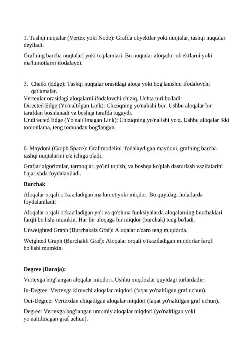 Graf tushunchasi. Graf elementlari. Graf turlari. Grafni to‘liq aylanib chiqish. 3