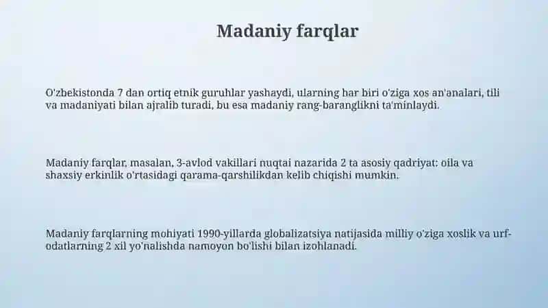 Madaniy farqlar 3