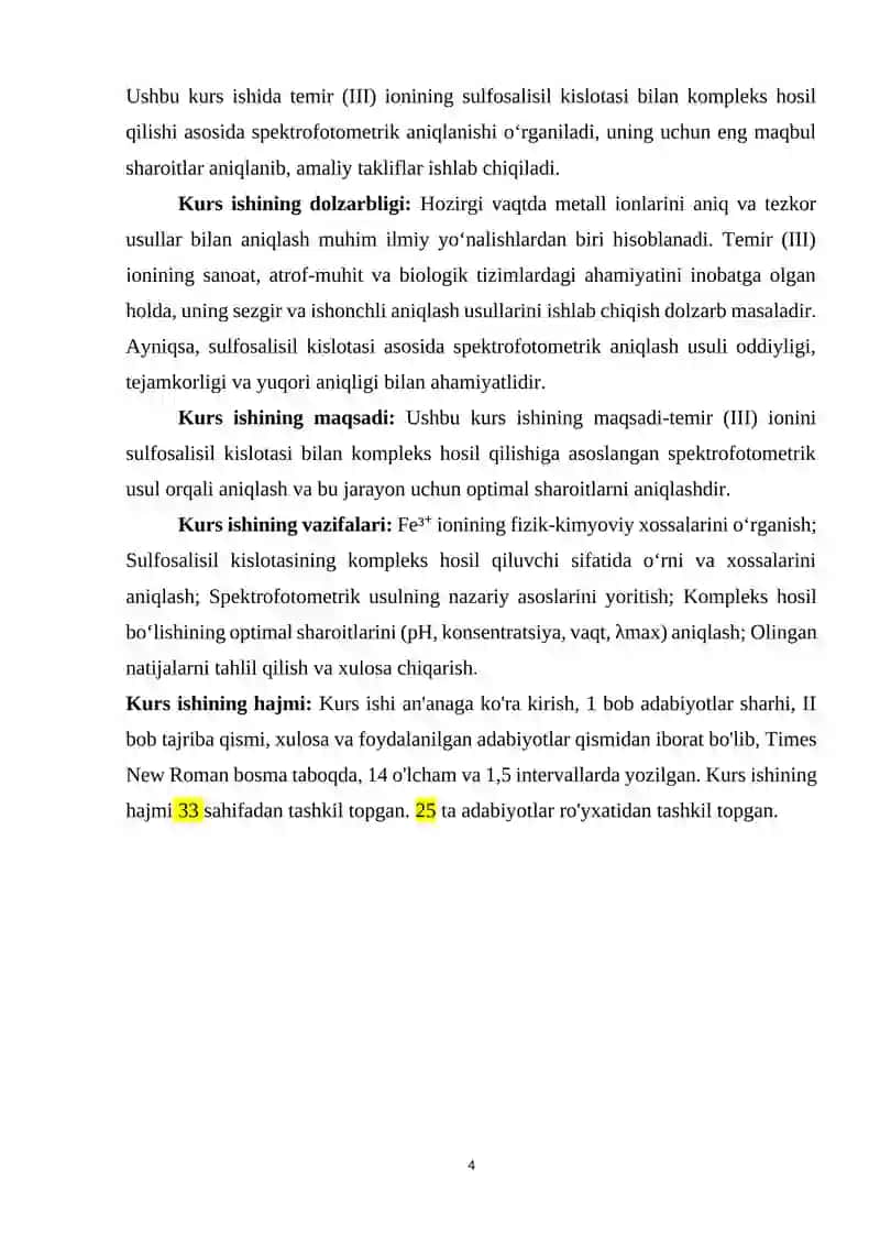 Fe ³⁺ ionini sulfosalisil kislotasi bilan spektrofotometrik usulda aniqlashning optimal sharoitlarini oʻrganish 3