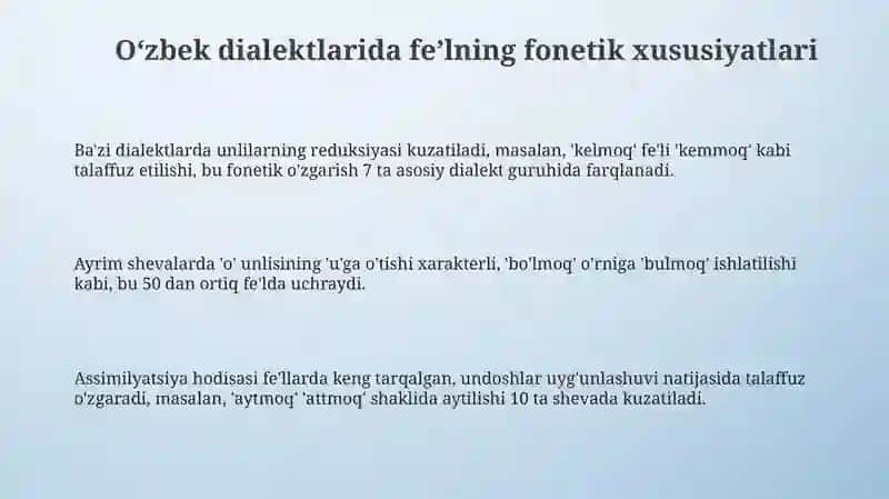 O'zbek dialektlarida fe'lning fonetik xususiyatlari 3