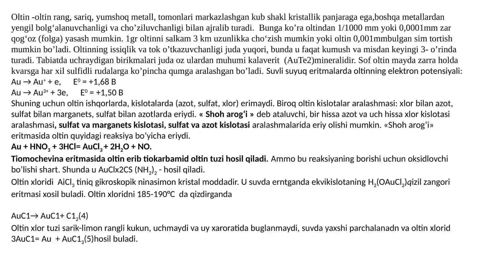 Oltinvakumush xossalari 3