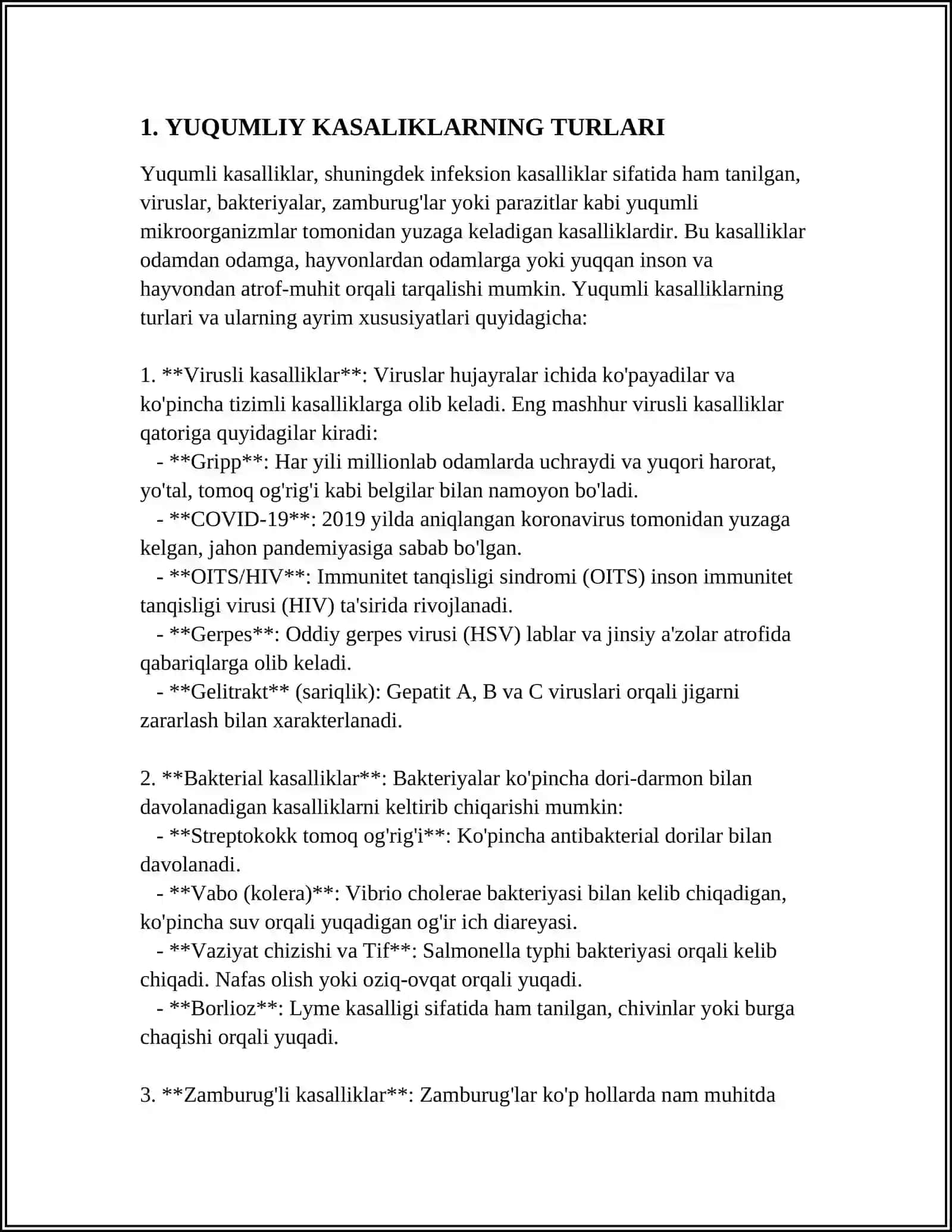 YUQUMLIY KASALIKLAR SHIFOHONASI LABORATORIYASI AMALIYOT XISOBOTI 3