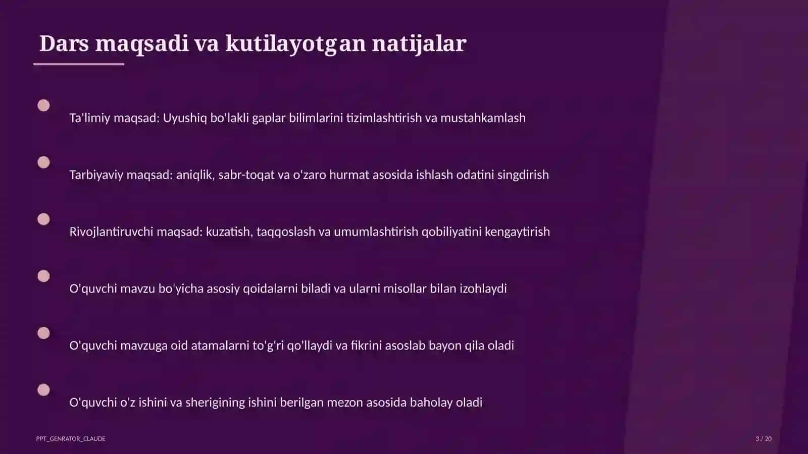 Uyushiq bo'lakli gaplar (4-sinf) 3