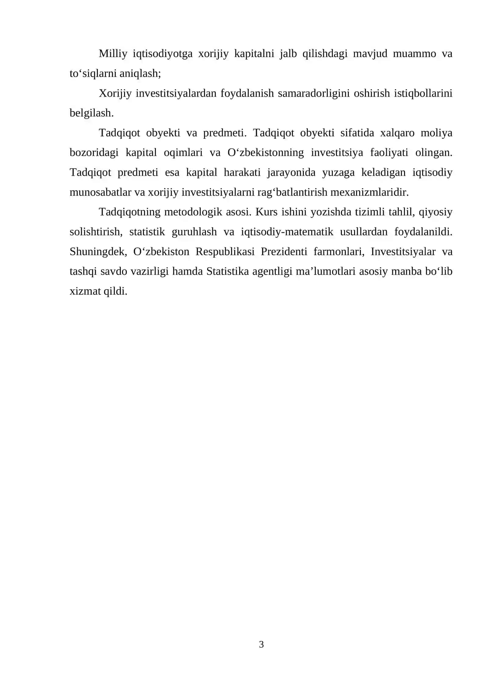 KAPITALNING XALQARO HARAKATI. XORIJIY INVESTITSIYALAR VA ULARNING O’ZBEKISTON IQTISODIYOTIDAGI ROLI 3