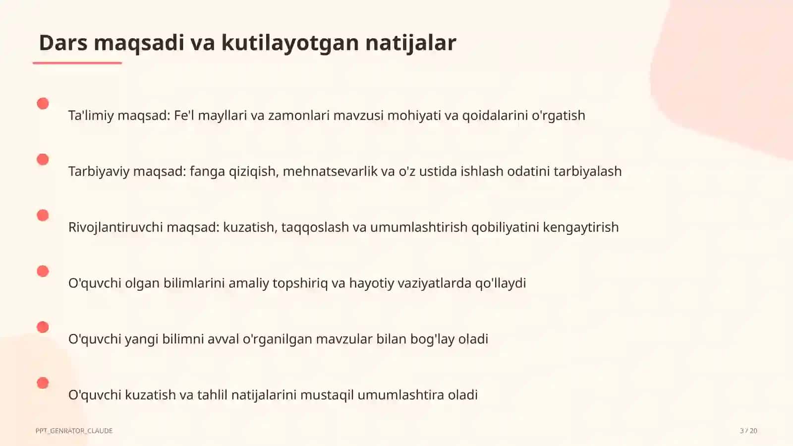 Fe'l mayllari va zamonlari (7-sinf) 3