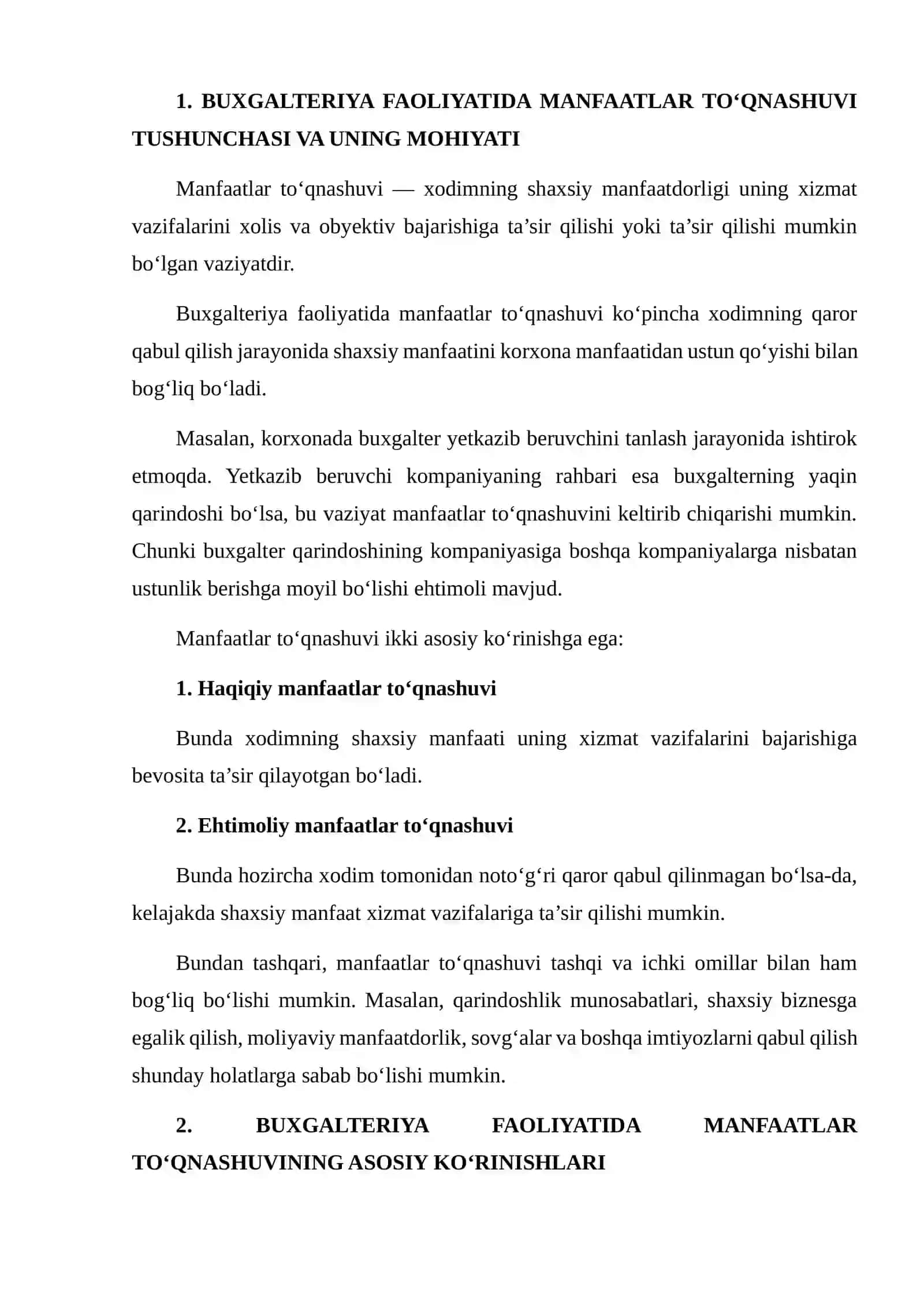 BUXGALTERIYA FAOLIYATIDA MANFAATLAR TO‘QNASHUVI BO‘YICHA KEYS ISHLAB CHIQISH 3