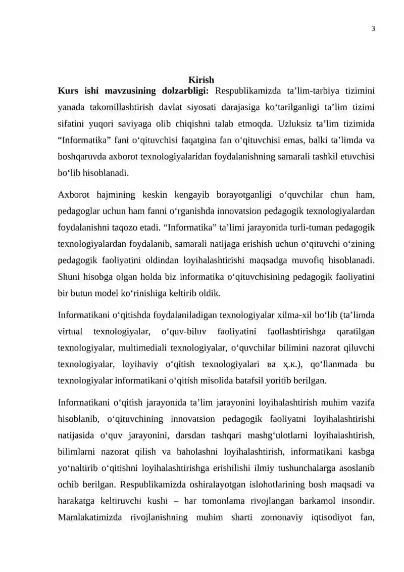 Multimediya texnologiyasi va undan o’quv jarayonida foydalanish Kurs ishi 3
