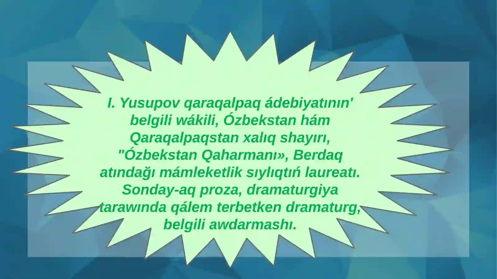 3G kursi - Bekimbetov Asadbektin' qaraqalpaq a'debiyatı pa'ninen slayd jumısı 3