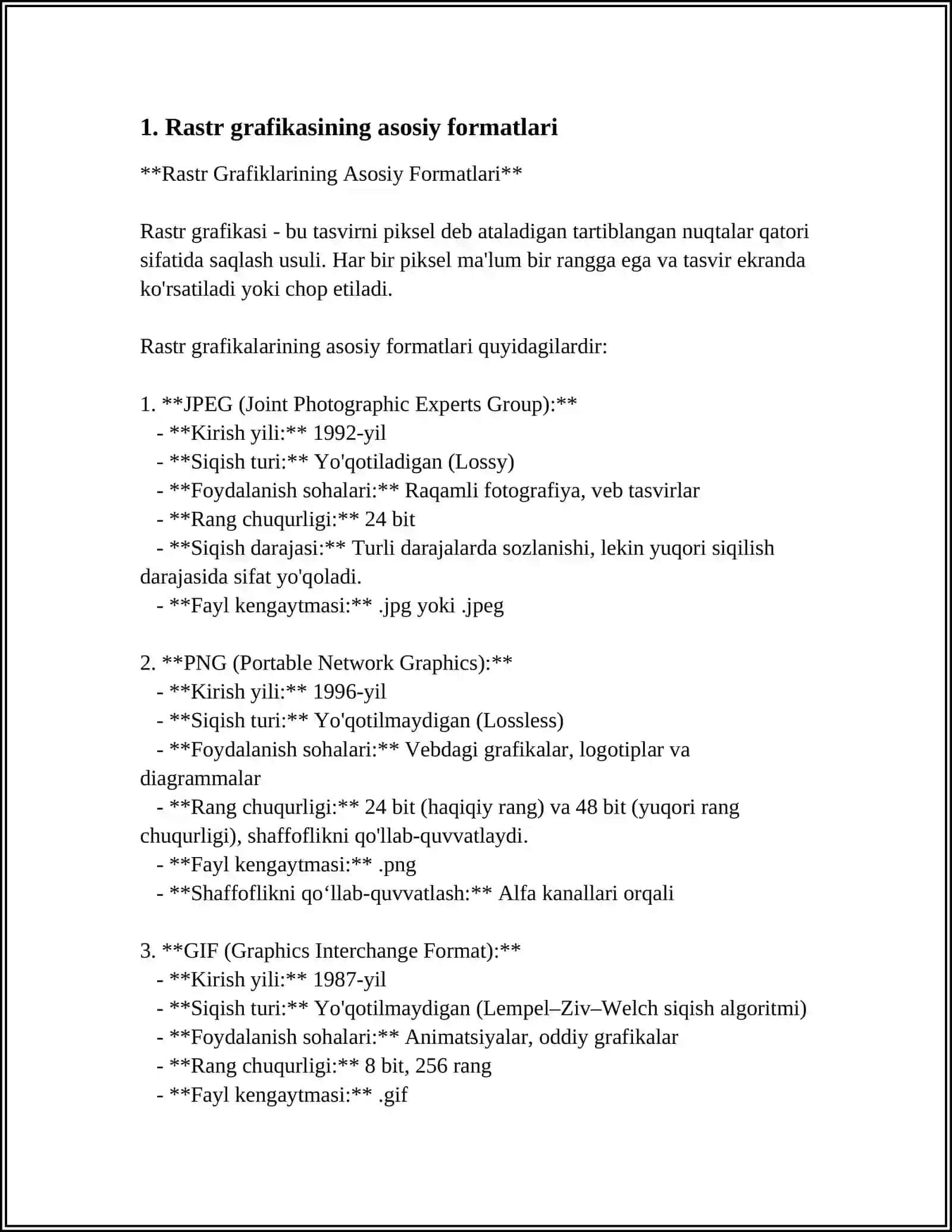 GRAFIK TASVIRLARNI FORMATI VA ULARDAN FOYDALANISH 3
