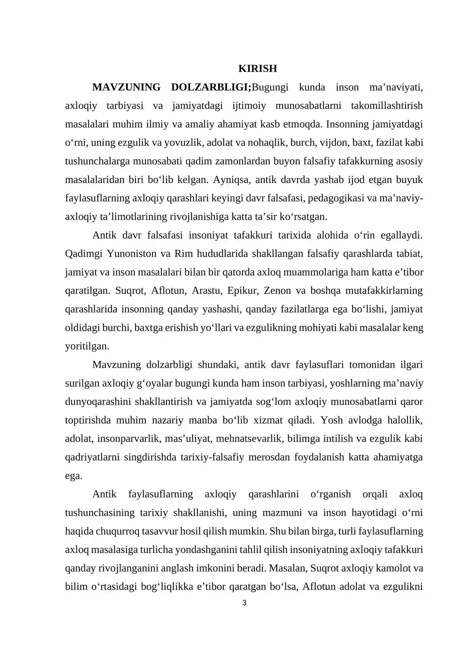 Antik davrda yashab ijod etgan buyuk faylasuflarning axloqiy qarashlari. 3