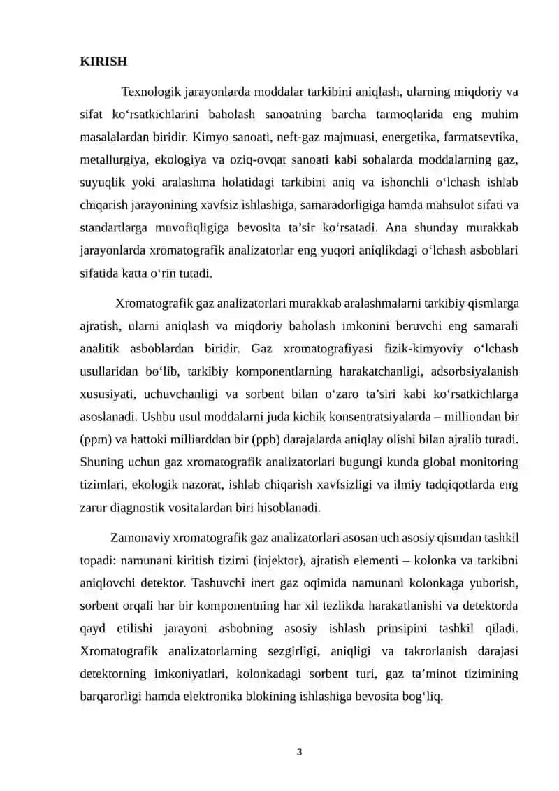 Xromatografik gaz analizatorlarining tuzilishi va tarkibiy qismlarini tadqiq qilish 3