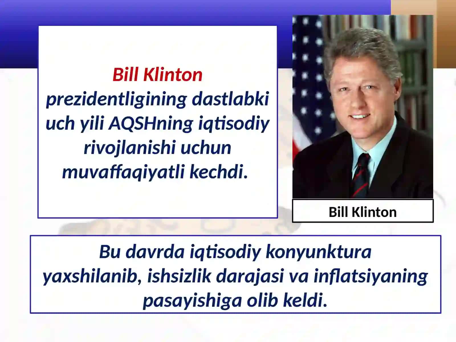 1991 –2017-yillarda Amerika Qo‘shma shtatlari 11-sinf Jahon tarixi fanidan darsligi asosida 10-mavzu Iqtisodiy rivojlanish 3