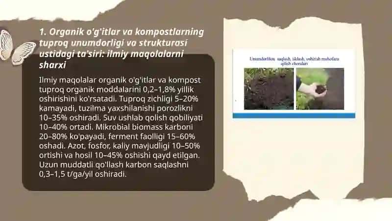 Tuproq unumdorligi va strukturasini yaxshilashga qaratilgan ilmiy maqolalarni sharxi 3