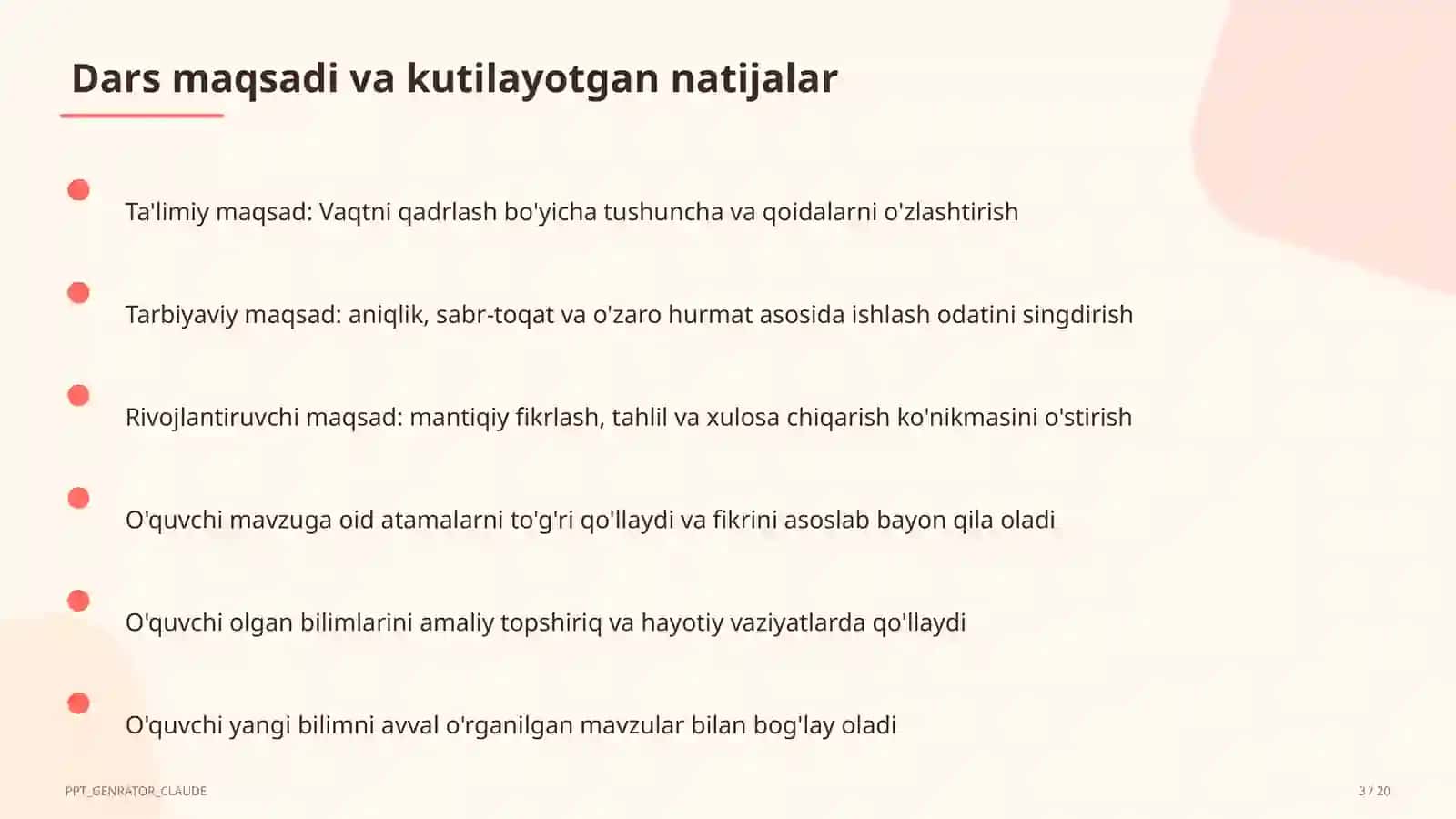 Vaqtni qadrlash (4-sinf) 3