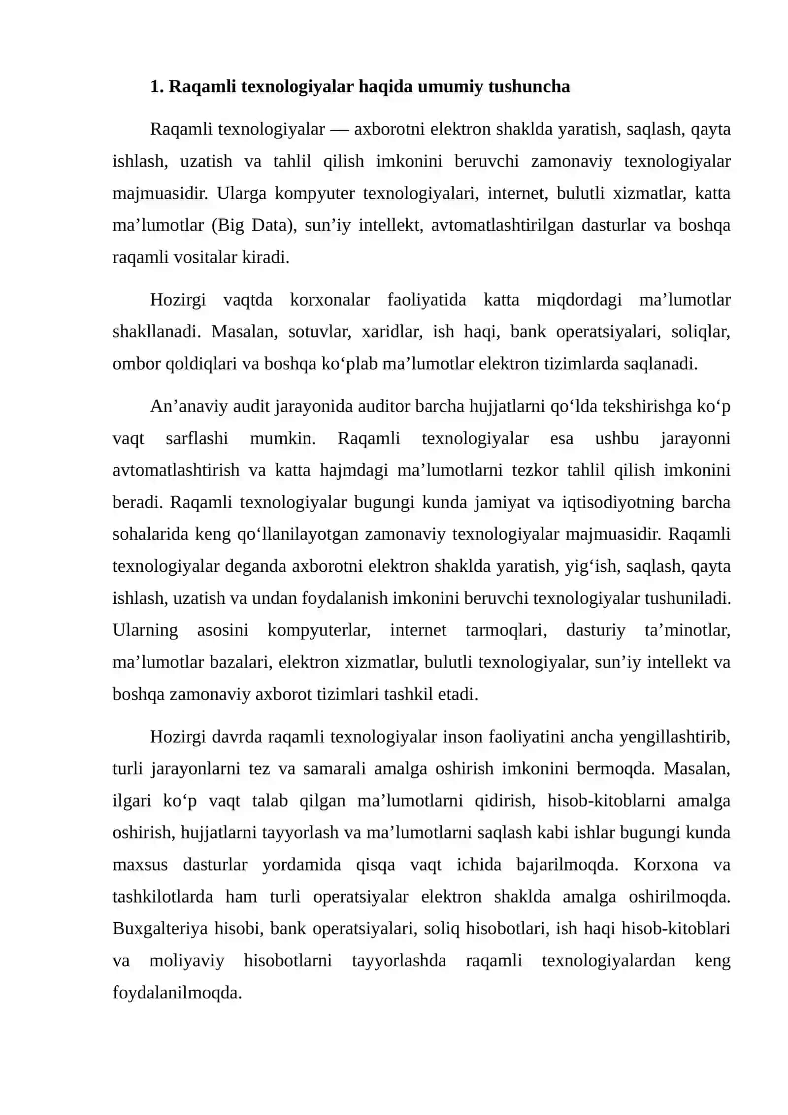 RAQAMLI TEXNOLOGIYALARNING AUDIT JARAYONIDAGI O‘RNI 3