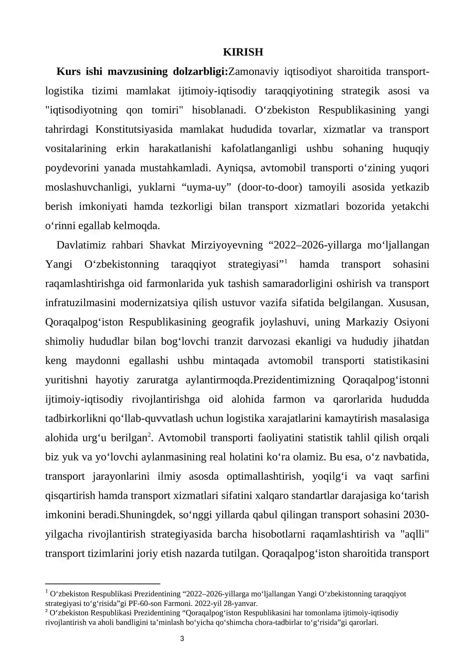 Avtomobil transporti statistikasi (Qoraqalpog‘iston Respublikasi misolida) 3
