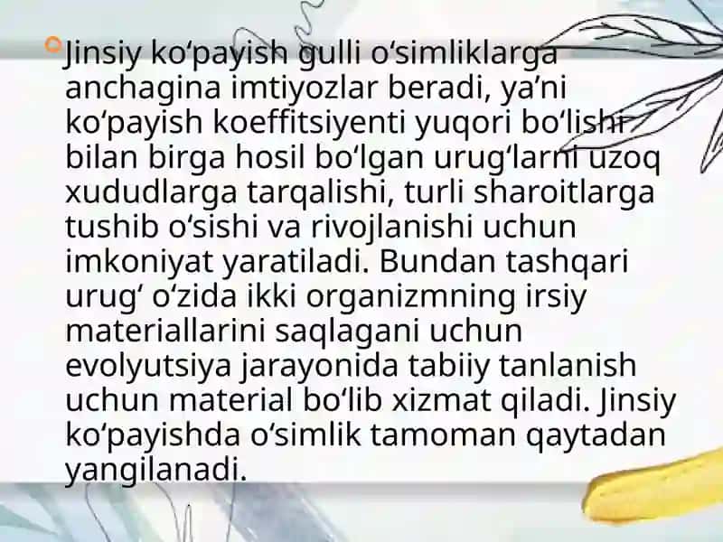 O’simliklarning qayta tiklanishi va ko’payishi 3