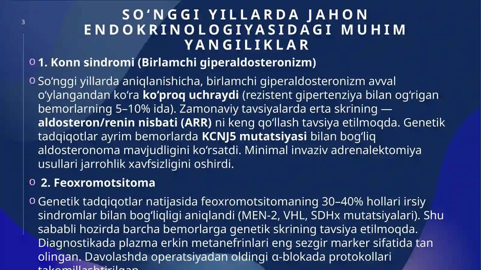 Konnsindromi,Feoxromotsitoma,Itsenko–Kushingsindromi(MKB-10bo‘yicha), Mineralmetabolizm.GiperparatireozvaGipopardireoz 3