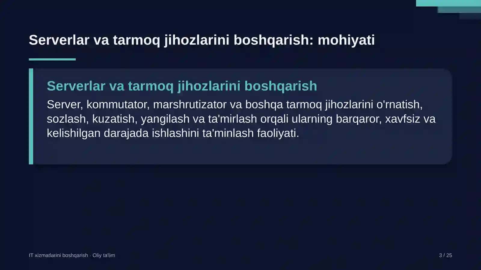 yaylov chorvachiligida serverlar va tarmoq jihozlarini boshqarish 4731 3