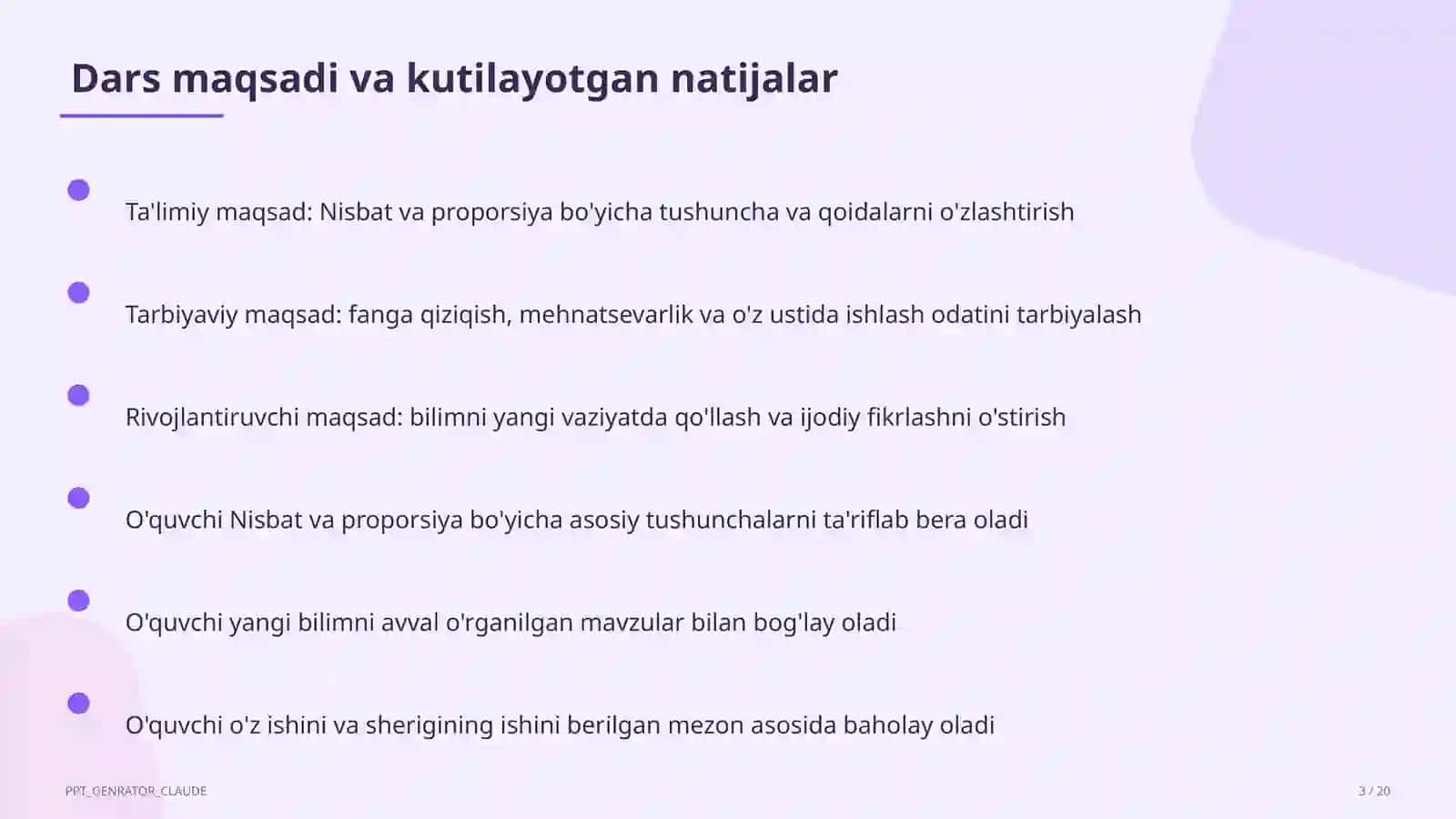 Nisbat va proporsiya (6-sinf) 3